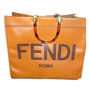 LARGE Fendi shopper sunshine leather tote bag